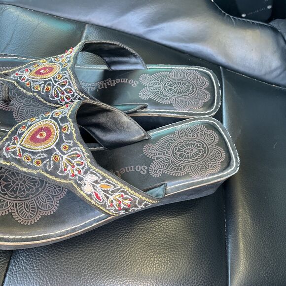 Something Else From Skechers BEADED PLATFORM THONG WOMEN'S 8 Brown - Picture 7 of 8